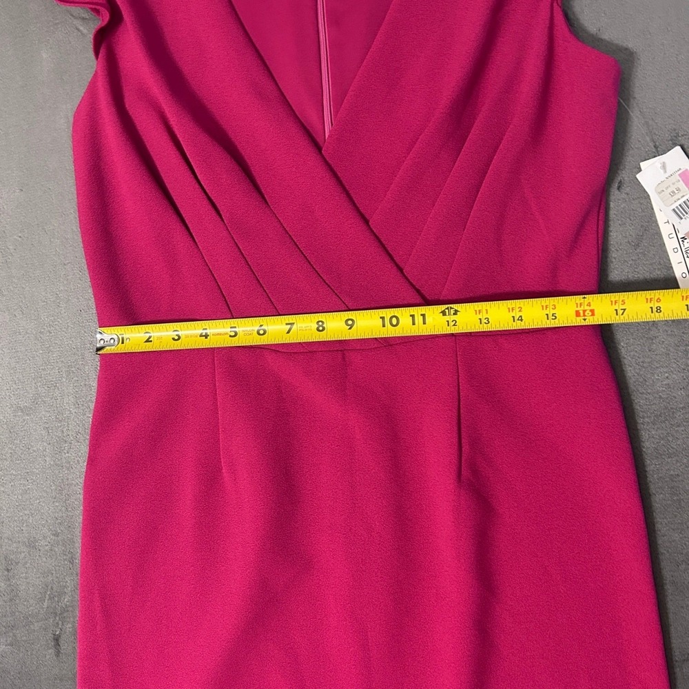Nicole Miller Dress Womens 12 Pink Studio Ruffle Sleeve Surplice Sheath NWT - Picture 8 of 10